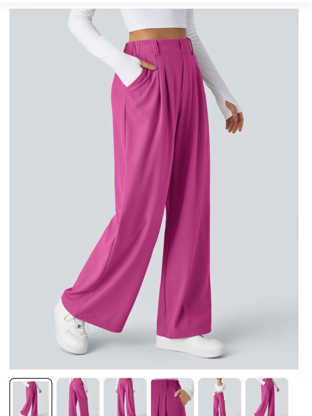 HALARA High-Waist Wide Leg Pants in Bright Magenta